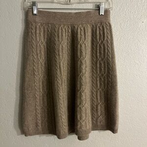 Chic A-Line Cable Knit Skirt in Brown